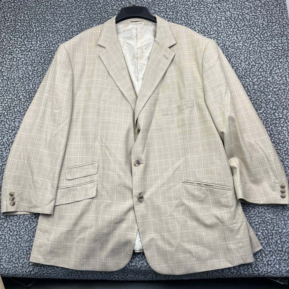Steve Harvey Celebrity Edition Blazer Suit Jacket Men 56R Tan Plaid Supreme-V